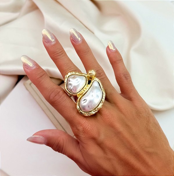 Anel MIRA max geometrico folheado a ouro