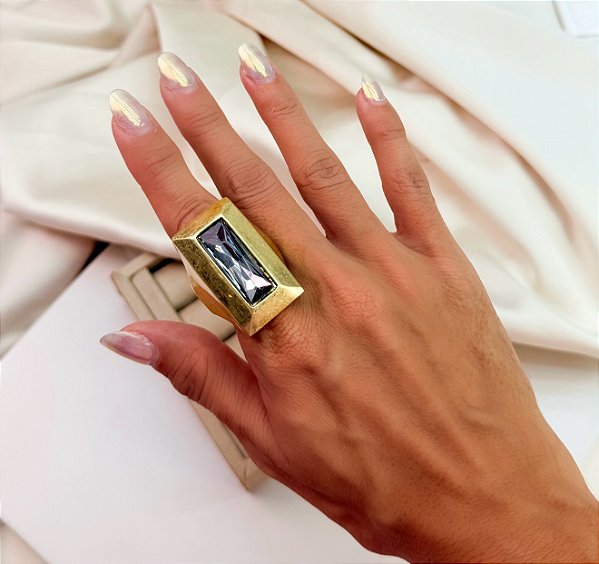 Anel HANA max geometrico folheado a ouro