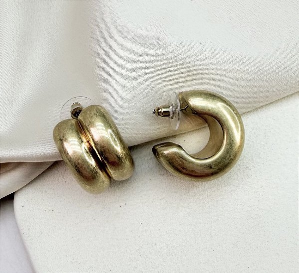 Argola YANKA dupla tubo folheada a ouro fosco