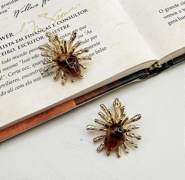 Brinco MILES coração folheada a ouro