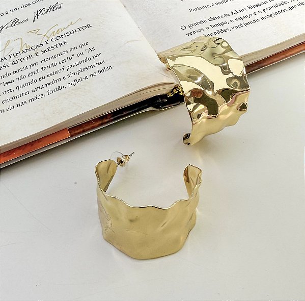 Max Argola RAONI martelada larga folheada a ouro