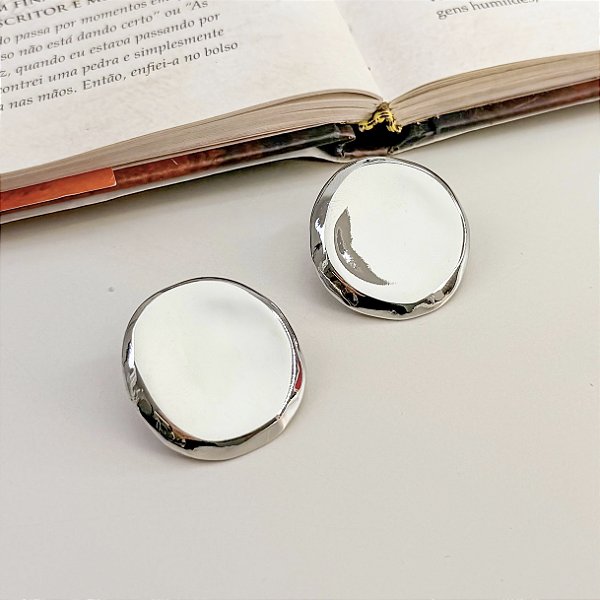 Brinco DRIZELE boton chapada folheada a prata