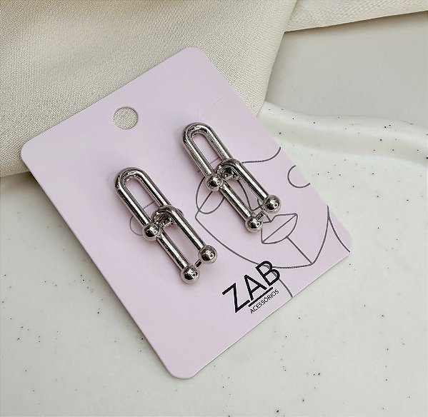 Brinco PARIS G elos inspiração alta joalheria folhada a prata