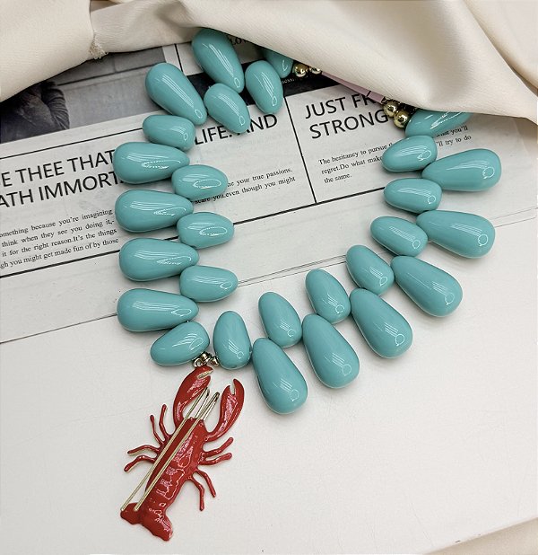 Colar MARESIAS G max turquesa com lagosta