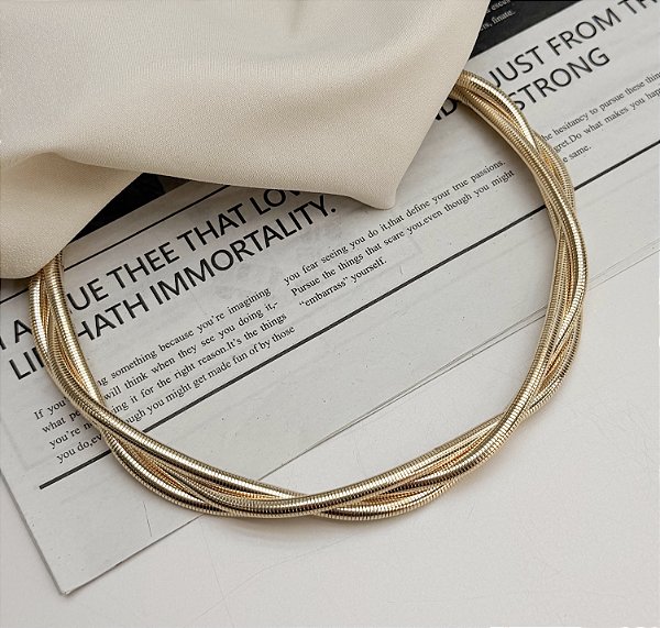 Choker aro BING trança Folheada A Ouro