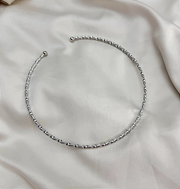 Choker aro CITRINO torcido folheado a prata