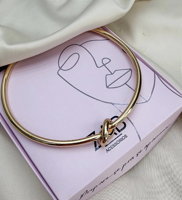 Choker aro SELENE no grande folheado a ouro