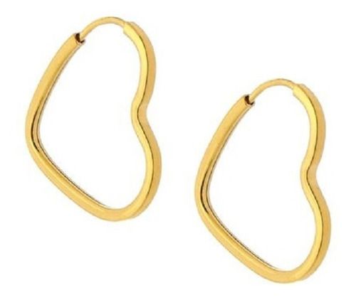 Brinco Infantil - Argola Coração em Ouro Amarelo 18K