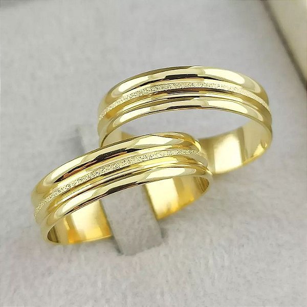 VL 105 - Par de Alianças em Ouro Amarelo 18K