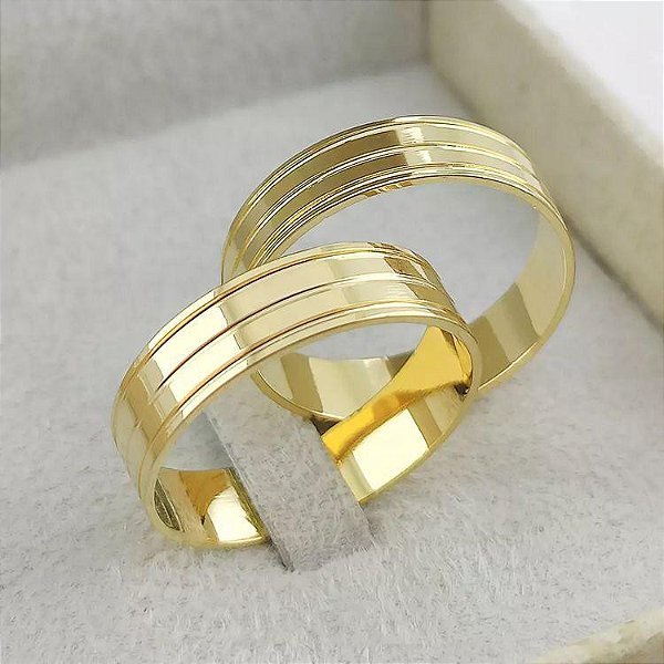 VL 109 - Par de Alianças em Ouro Amarelo 18K