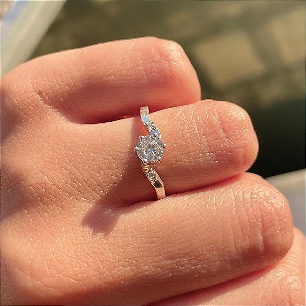 VL 575 - Solitário em Ouro Branco 18K