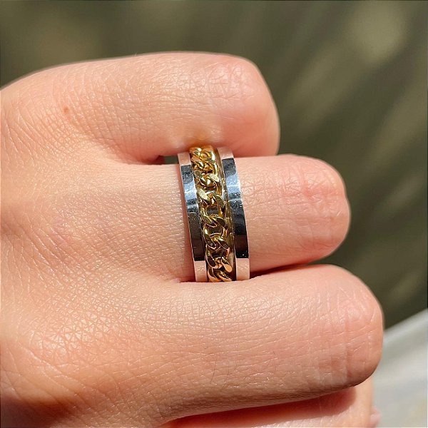 VL 1429 - Par de Alianças em Prata 950 com Ouro Amarelo 18K