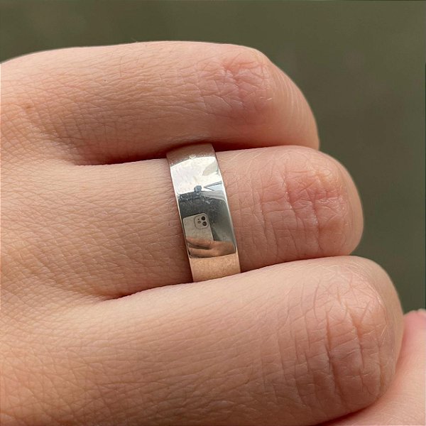 VL 1193 - Par de Alianças em Ouro Branco 18K - 6 MM