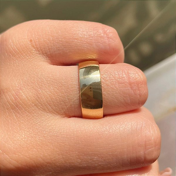 VL 1440 - Par de Alianças em Prata 950 com Ouro Amarelo 18K - 7 MM