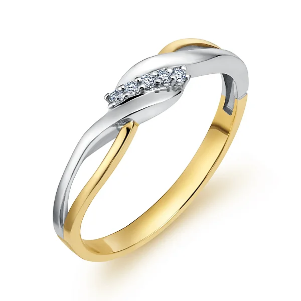 VL 1504 - Anel em Ouro Amarelo 18K com Ródio Branco