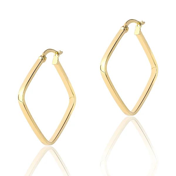 VL 1518 - Par de Brincos em Ouro Amarelo 18K - Argola Quadrada