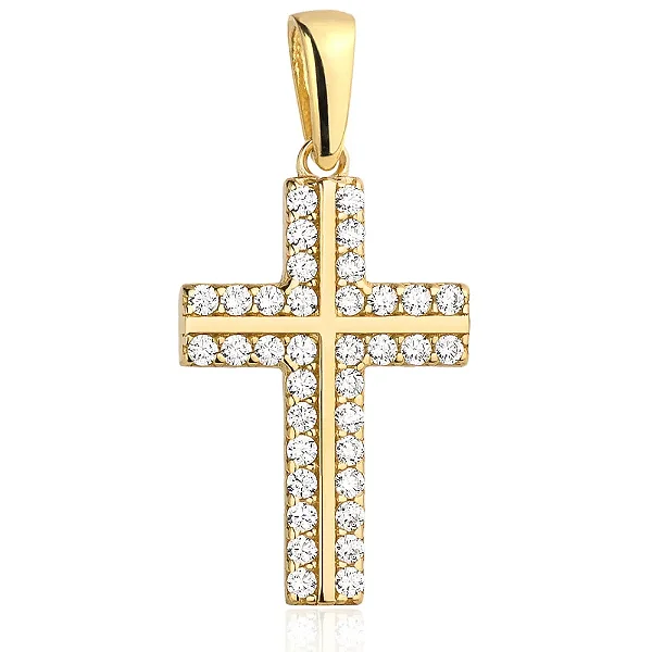 VL 1534 - Pingente em Ouro Amarelo 18K - Cruz Cravejada