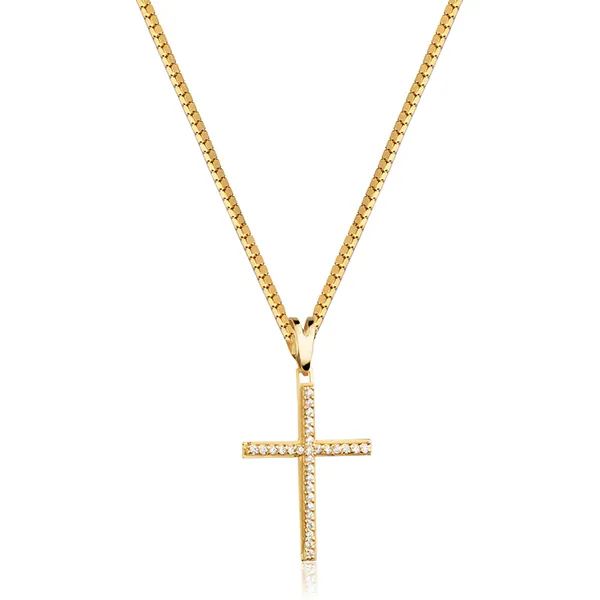 VL 1704 - Corrente em Ouro Amarelo 18K - 45 CM - Milano e Cruz Cravejada