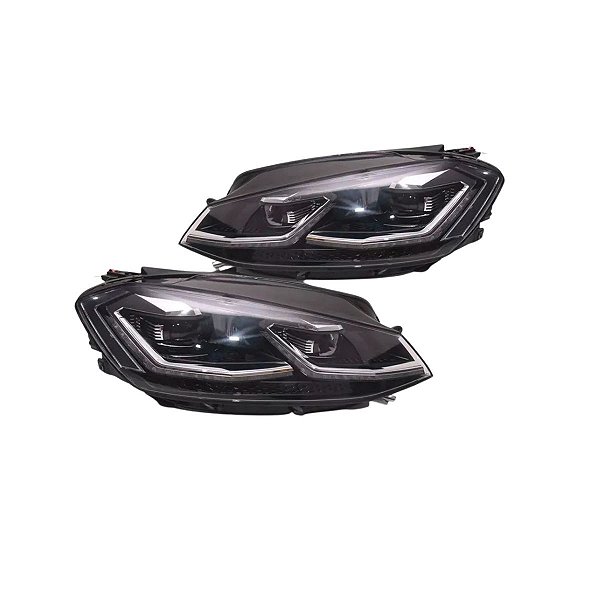 Faróis De Led Vw Golf Mk7 2014-2017 Hid Friso Cromado (par)