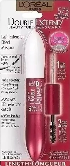 Mascara de Cílios Double Extend Beauty Tubes Cor Blackest Black - L´oreal Paris
