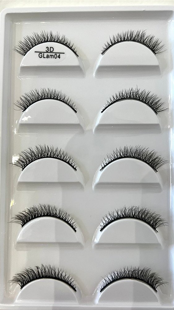 Cartela de Cílios 3D 5 Pares - Glam 04