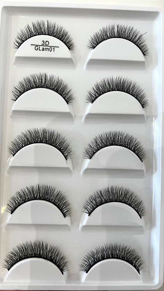 Cartela de Cílios 3D 5 Pares - Glam 01