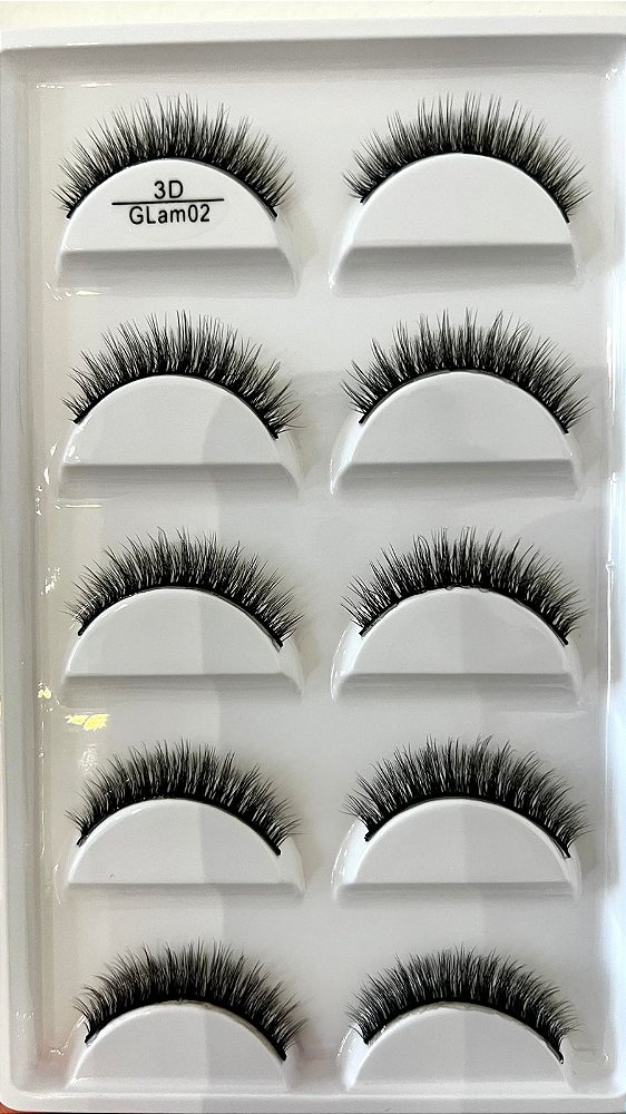 Cartela de Cílios 3D 5 Pares - Glam 02