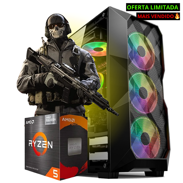 Computador Pc Gamer AMD Ryzen 5 5600GT, 16GB DDR4, SSD 240GB
