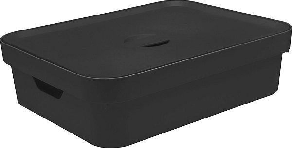 Caixa Organizadora Cube c/Tampa Preto 16L (ref.CC550)