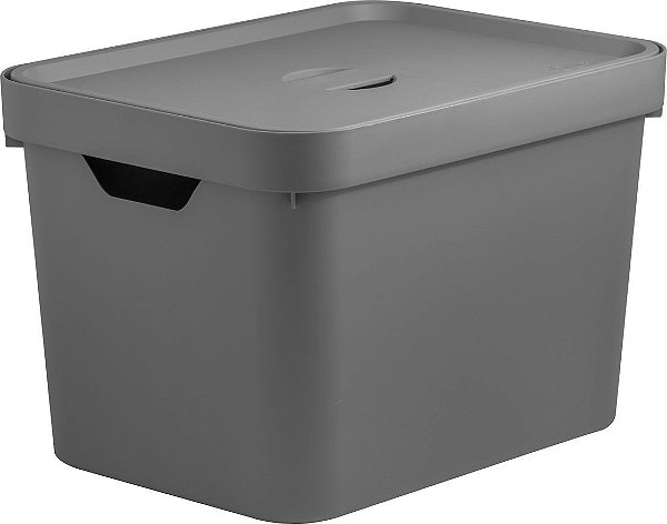 Caixa Organizadora Cube c/Tampa Chumbo 18L (ref.CC450)