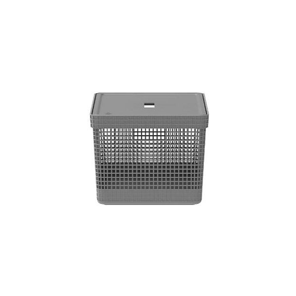 Cesto Organizador Grid c/Tampa 20L Chumbo (ref.CG350)