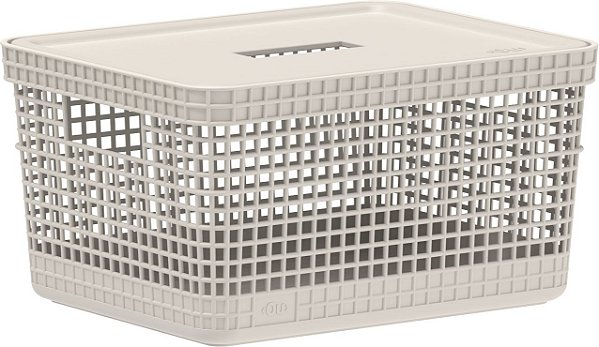 Cesto Organizador Grid c/Tampa 08L Bege (ref.CG250)