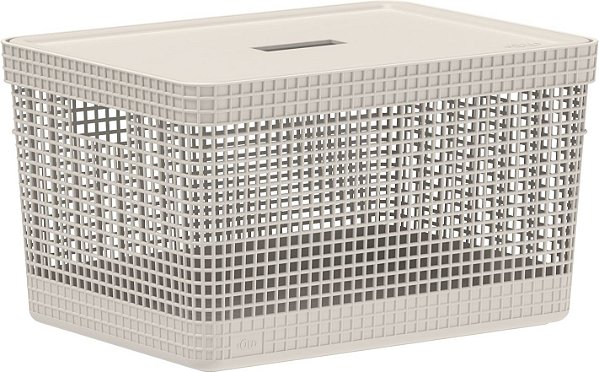 Cesto Organizador Grid c/Tampa 20L Bege (ref.CG350)