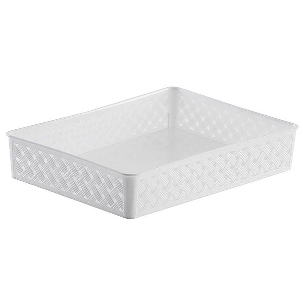 Cesto Organizador Rattan Branco 34 x 25 x 6,5 (ref.824)