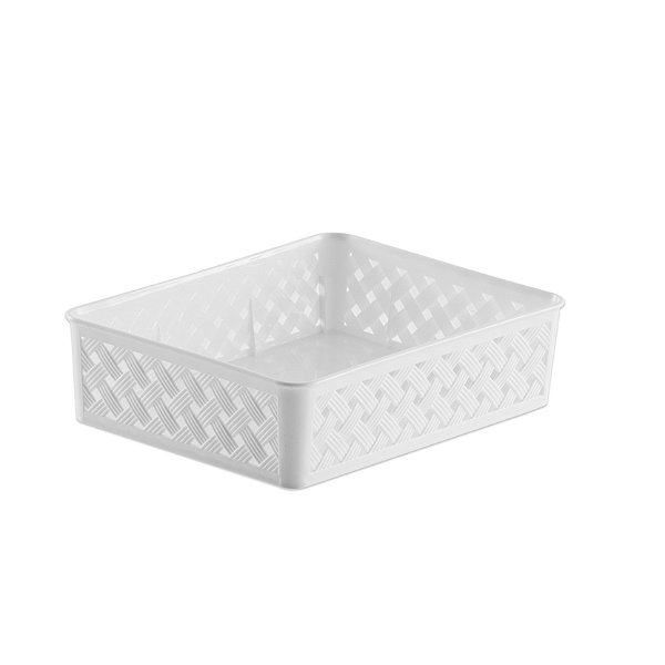Cesto Organizador Rattan Branco 24 x 19 x 6,5 (ref.823)