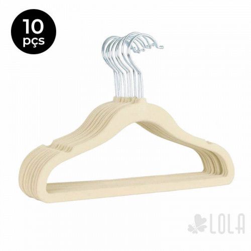 Cabide Infantil Lola Veludo Bege 30cm (Pacote c/10 unidades)