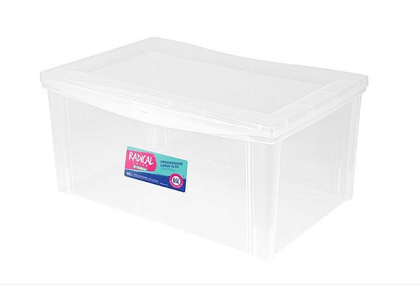 Caixa Organizadora c/Tampa 65L Radical Color - Cristal (ref.22201)