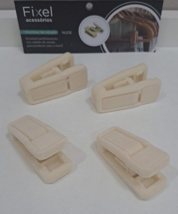 Presilhas para Cabide Fixel Veludo Bege (Pacote c/10 unidades)