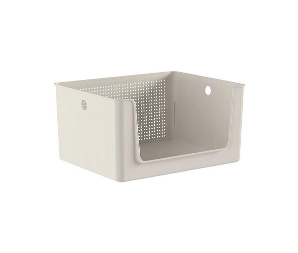 Cesto Organizador Flow c/ Abertura Frontal - Bege (ref.CFW1000BGF)