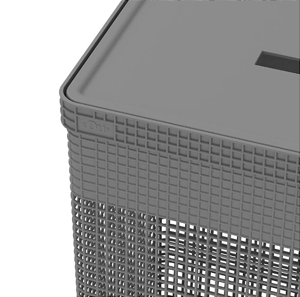 Cesto de Roupas Grid c/Tampa 49L Chumbo (ref.CG450)