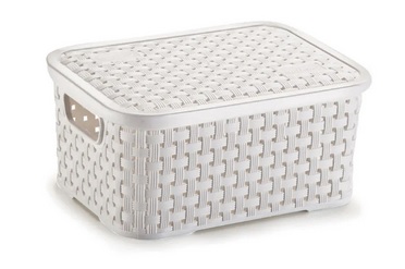 Cesto Organizador c/Tampa Rattan Branco PP 2L (ref.065/B)