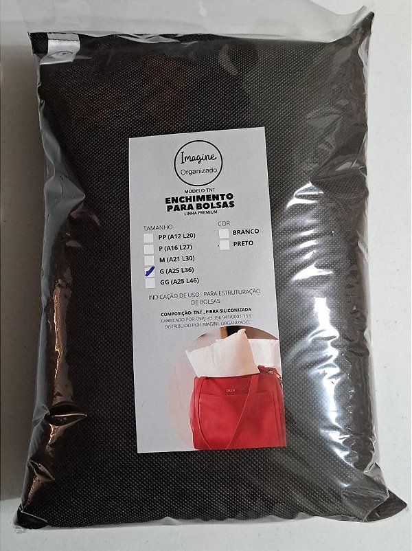 Enchimento para Estruturar Bolsa Preto G 25 x 36