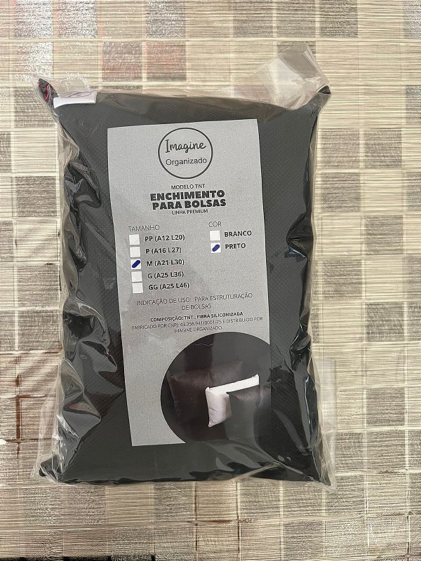 Enchimento para Estruturar Bolsa Preto M 21 x 30