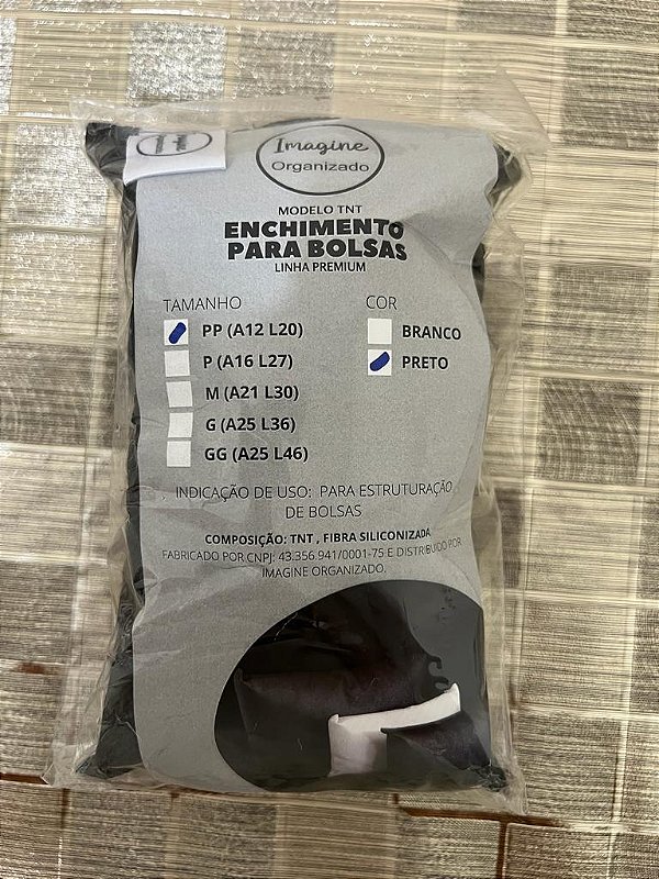 Enchimento para Estruturar Bolsa Preto PP 12 x 20