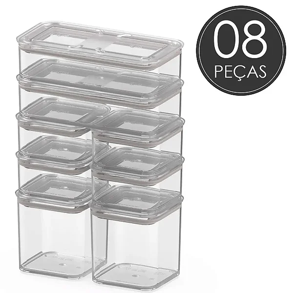 Kit Pote Hermético Modo Cristal c/8 peças