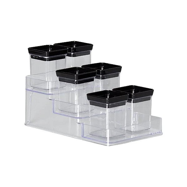 Kit Porta Temperos Lumini Black c/7 peças (ref.2126)
