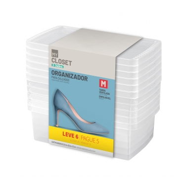 Caixa para Sapatos Médio 6,9 L  Pacote Leve 6 Pague 5 (ref.OR60250)