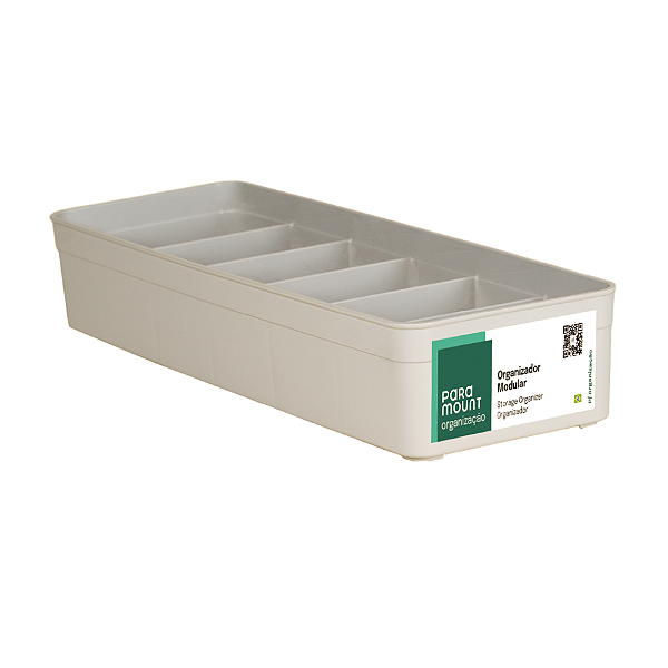 Organizador Modular Plástico Creme c/Divisórias 40,5 x 19,5 x 7,5 (ref.1910)