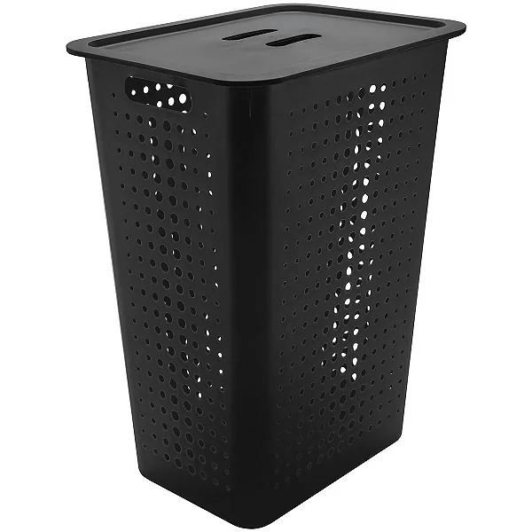 Cesta De Roupas Com Tampa 47 Litros Preto (ref.CO570)