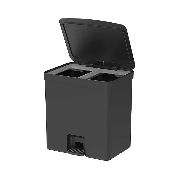 Lixeira de Pedal Trium c/Duplo Compartimento 20L Preto (ref.LX4250)